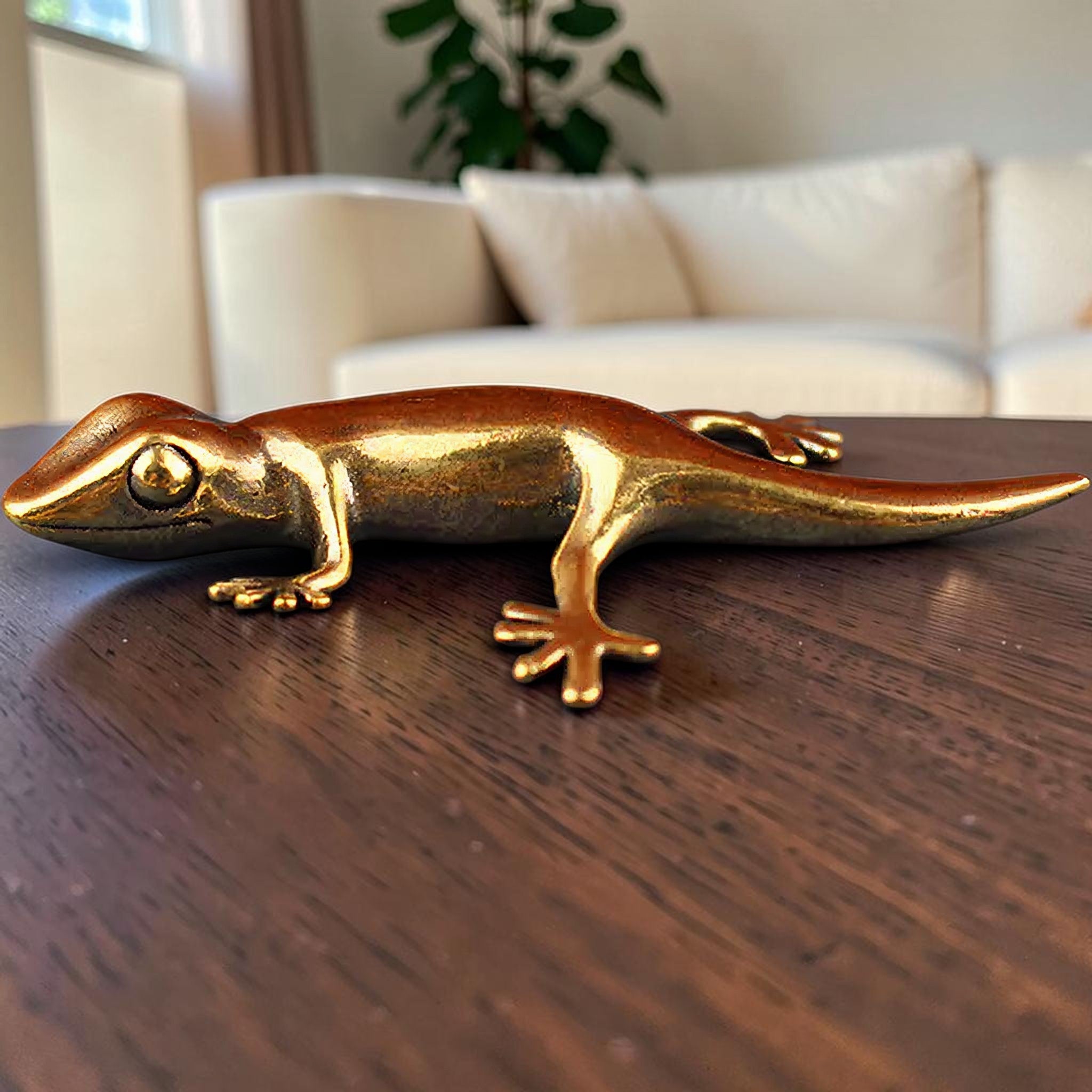 Antique Brass Gecko Figurine