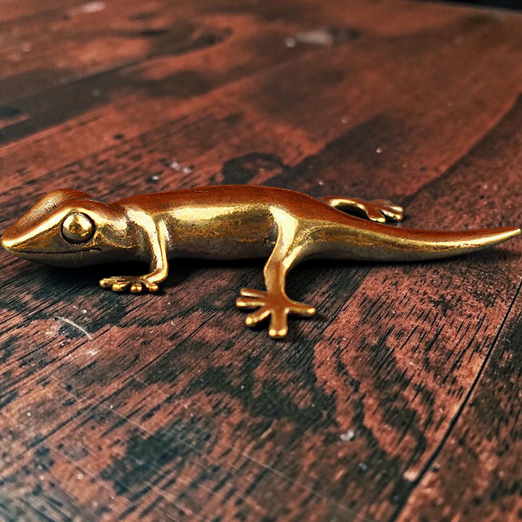 Antique Brass Gecko Figurine