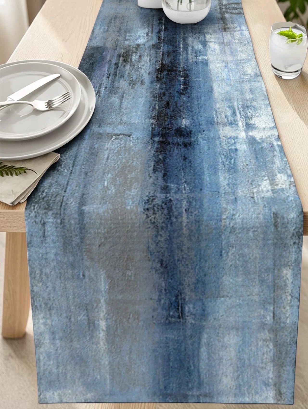 Dahlia Print Linen Table Runner