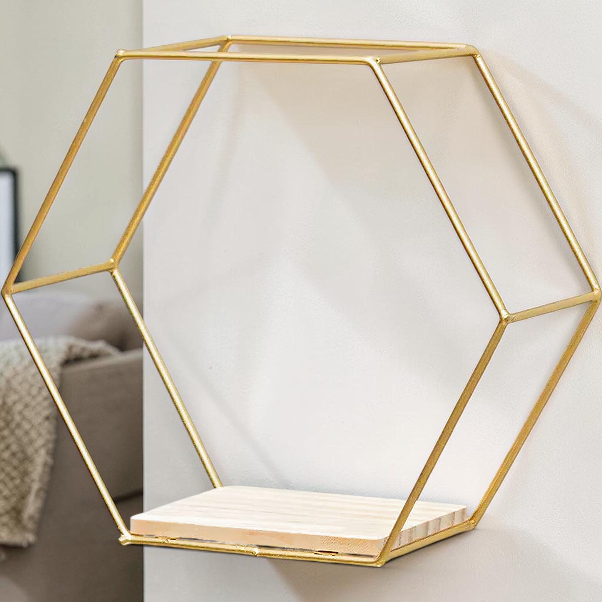 Hexagon Floating Wall Shelf