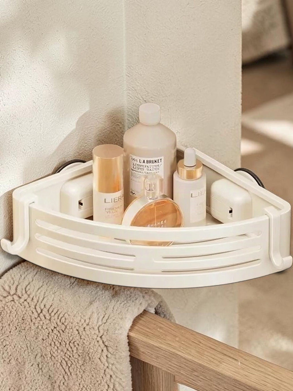 No-Drill Suction Cup Bathroom Rack