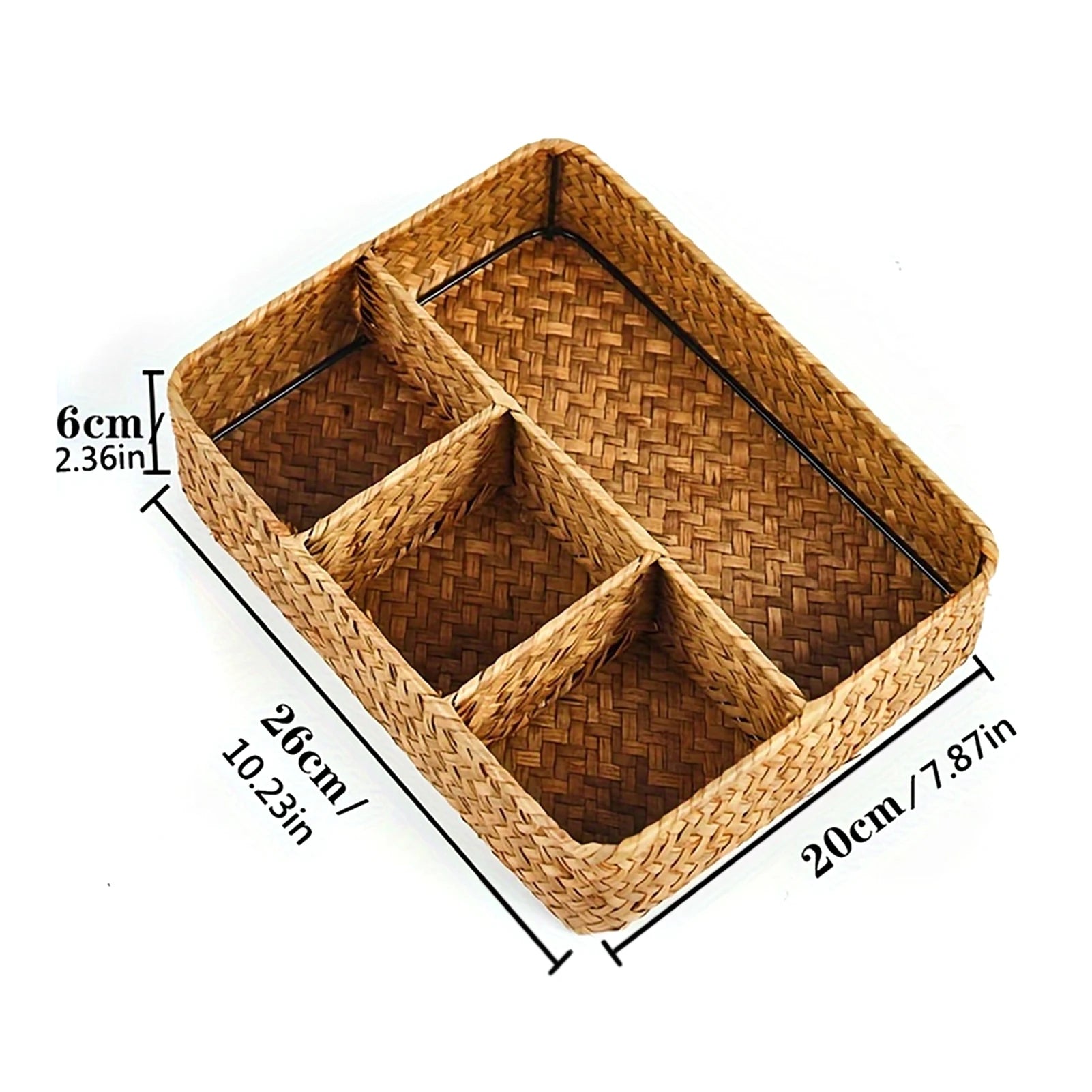 4 Grids Storage Basket Handmade Woven Willow Storage Basket for Clothes Cosmetic Stationery Hairpins Jewelry Accessories