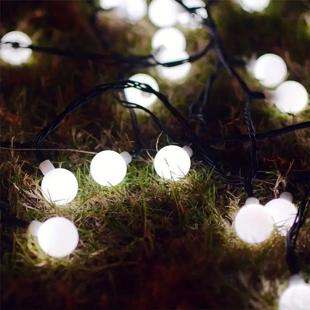 Frosted White Ball Light String,Solar Outdoor Decorative Light String Home Outdoor Garden Decorative Lights (Batteries Included)