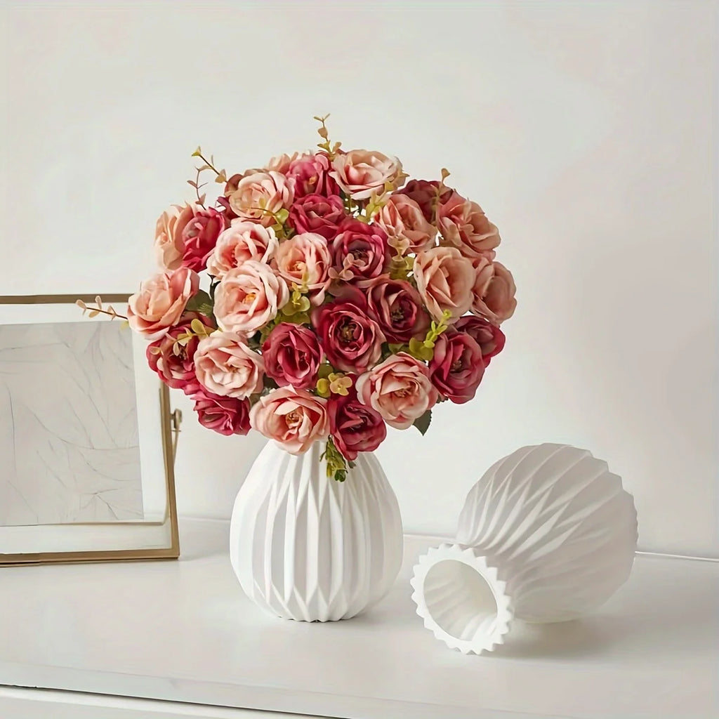 1Pc Water Cultivation Imitation Ceramic Plastic Vase Living Room Plastic Home Vase, Modern Minimalist Home Decor
