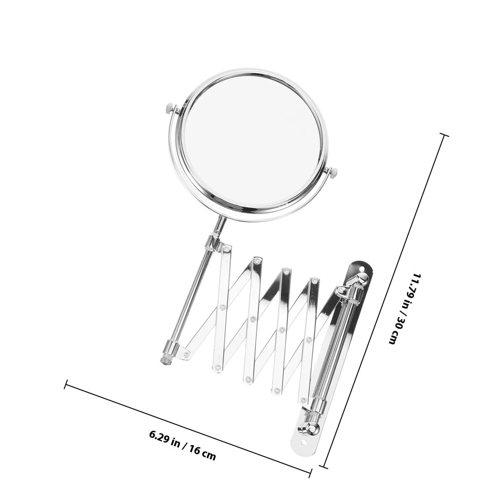 6 Inch 3X round Wall Mirror Two-Sided Retractable Bathroom Mirror 360 Degree Swivel Makeup Mirror