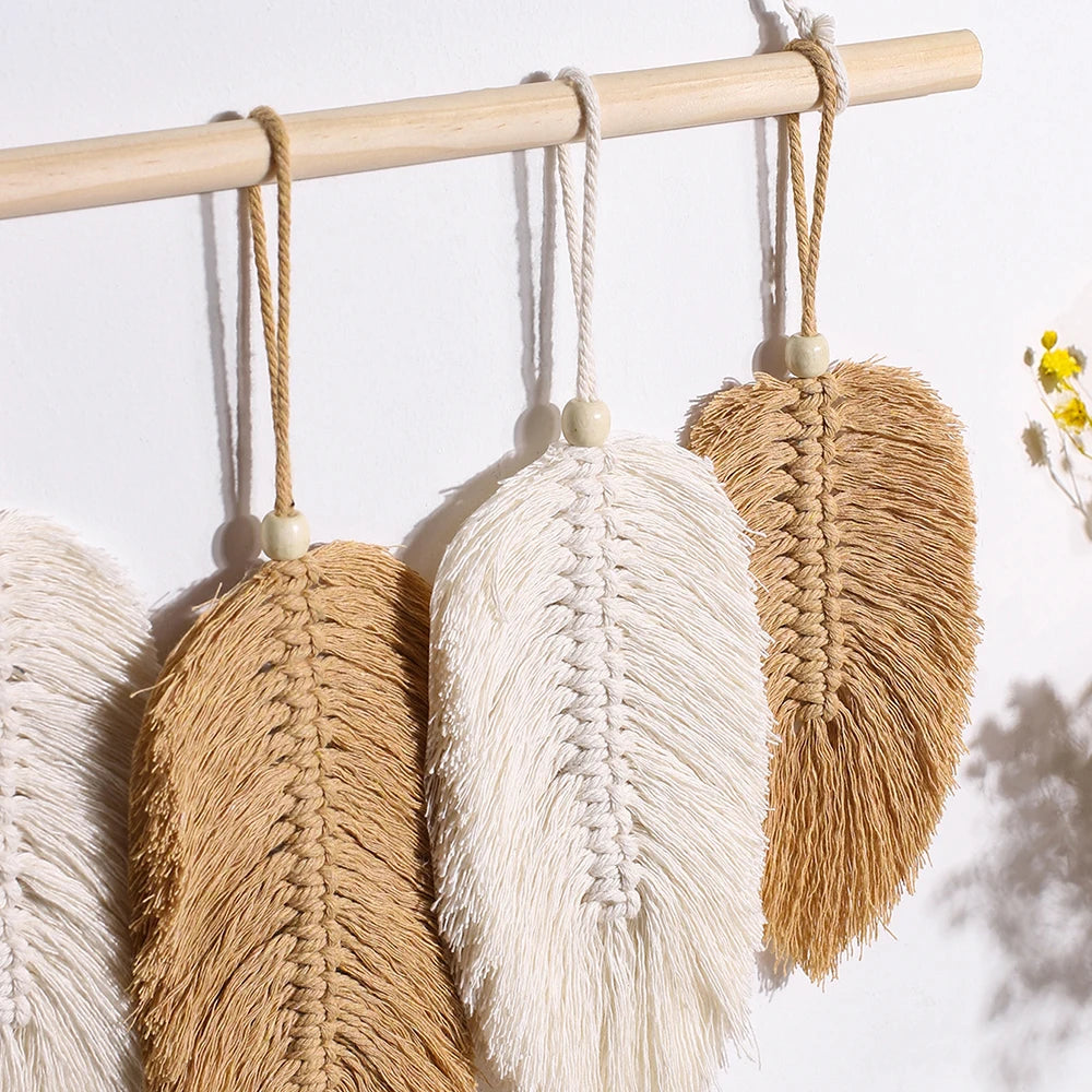 Leaf Macrame Wall Hanging Boho Room Home Decor Woven Aesthetic Wall Tapestry Home Living Room Wedding Decoration Gift