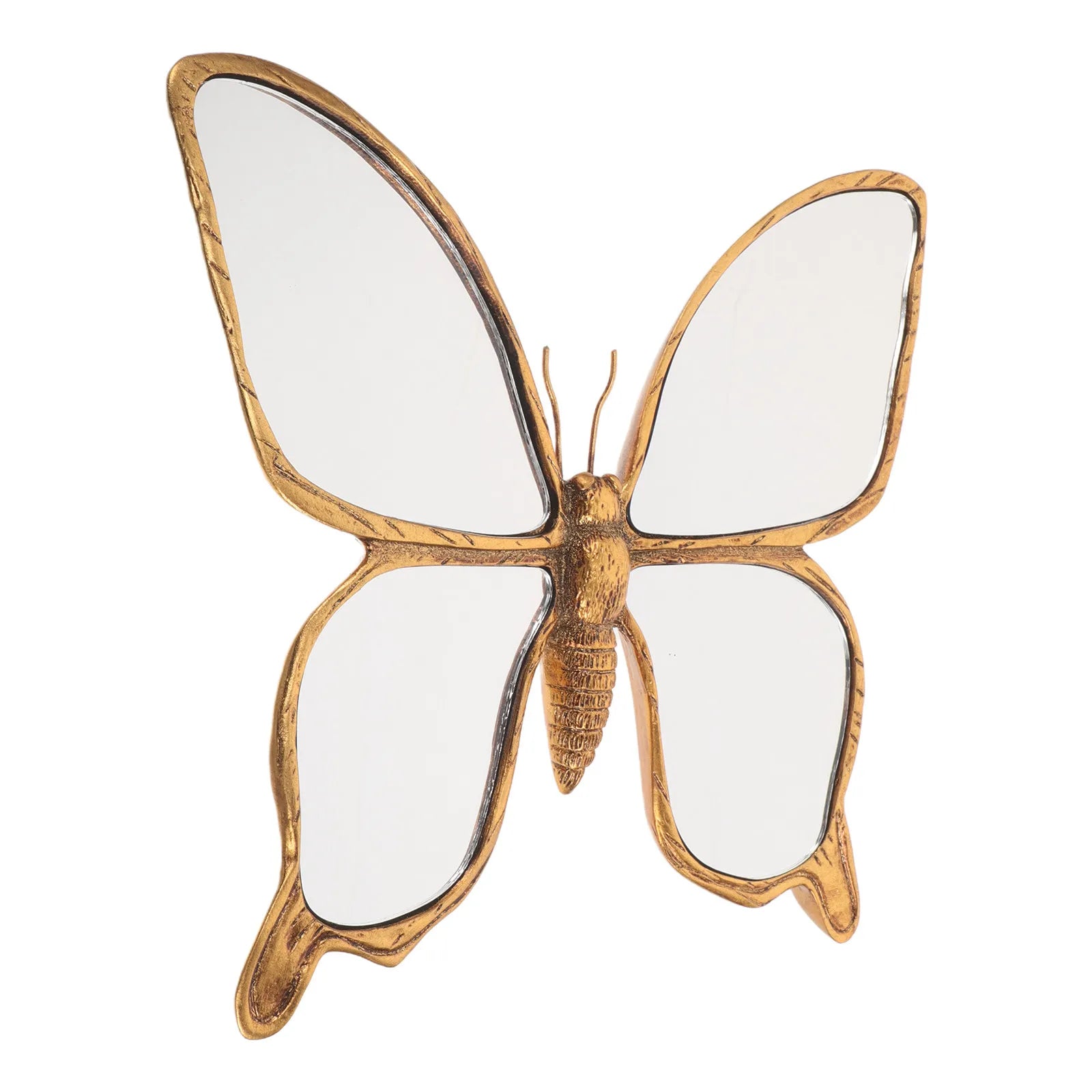 Decorative Butterfly Wall Mirror with Gold Resin Frame Wall Art Elegant Acrylic Mirror Decoration for Bedroom Living Room Decor