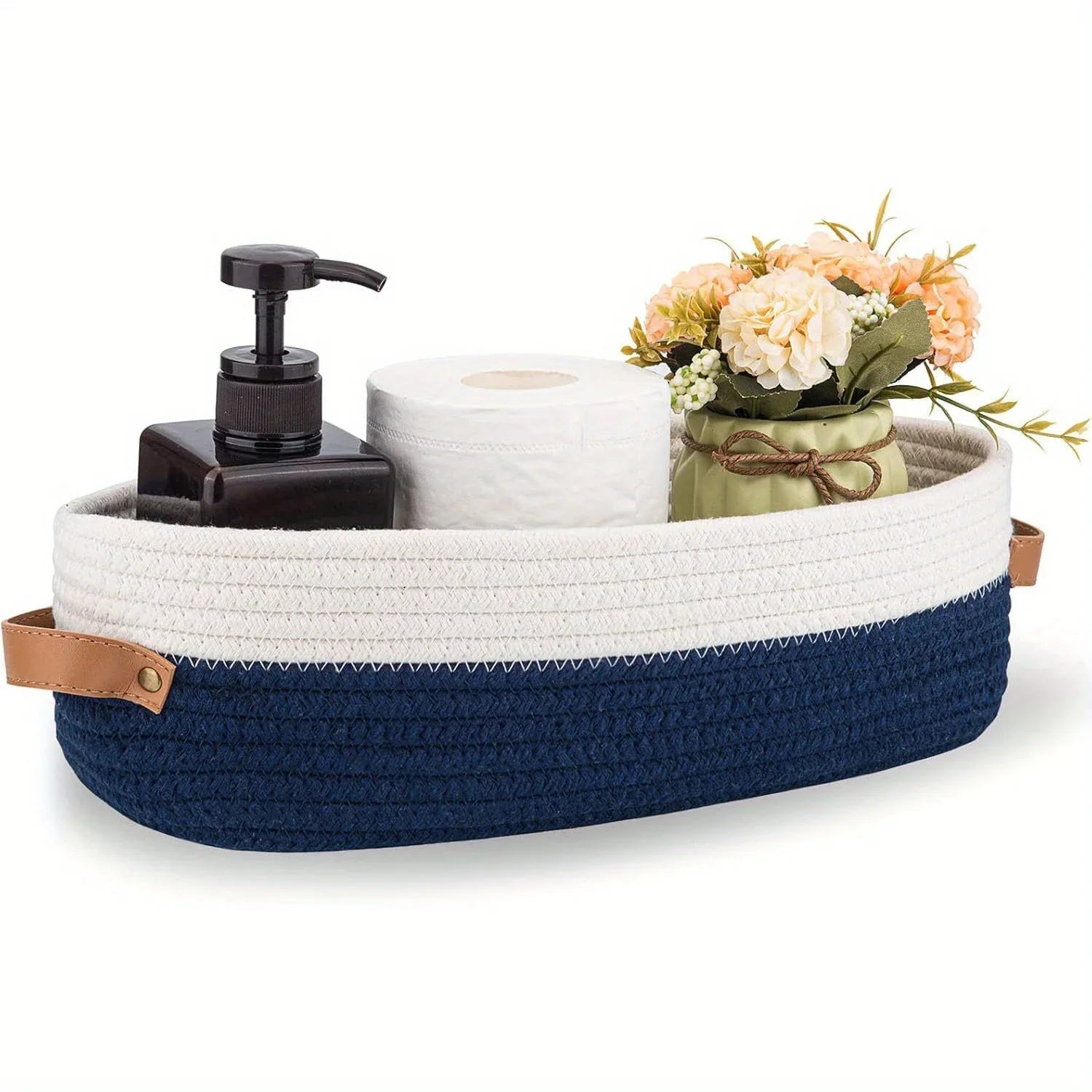Oval Woven Bathroom Storage Basket, Multifunctional Desktop Organizer, Toilet Paper Holder, Toy Storage Basket Basket Storage