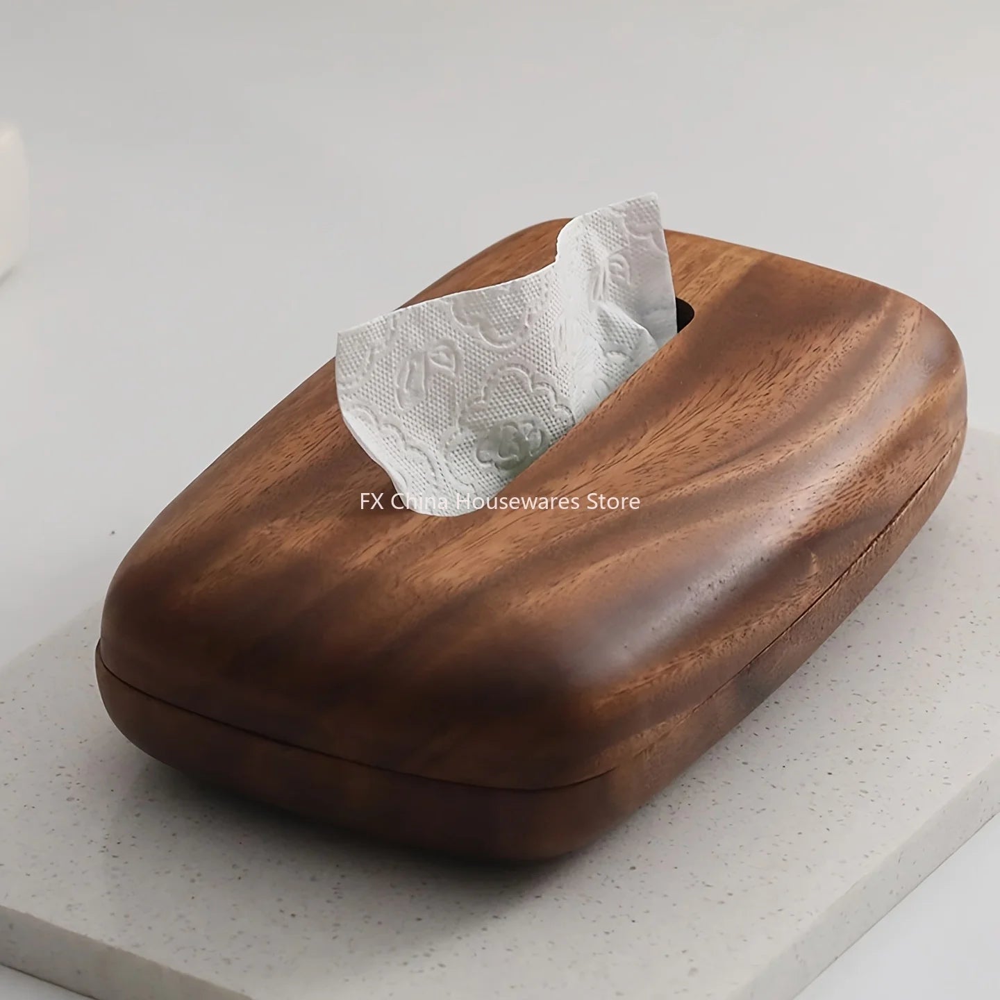 Walnut Wood Tissue Box Cover Holder, Modern Rectangular Design with Removable Lid, Minimalist Home Decor for Tabletop, Bathroom