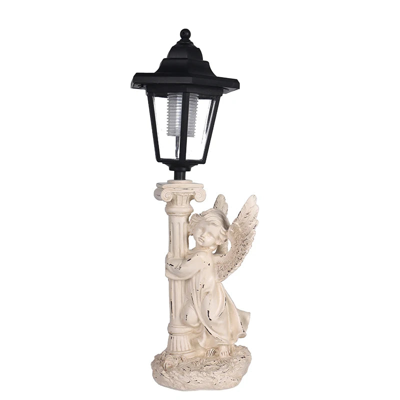 Solar-Powered Angel Statue Lamp Hexagonal Garden Decorative Light Outdoor Garden Lawn Atmosphere Decorative Ornament