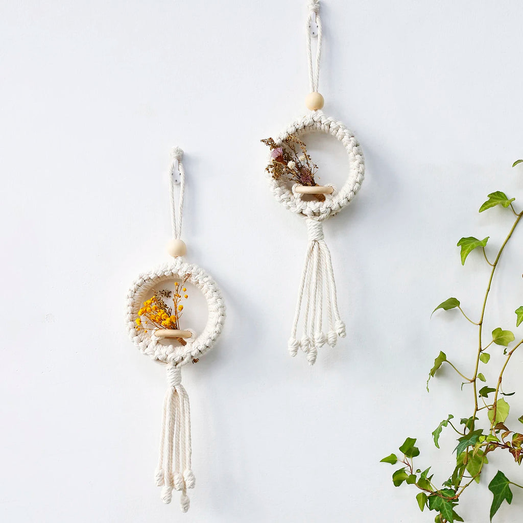 Air Plant Holder Macrame Wall Hanging Boho Decor Flower Pot Farmhouse Garden Pots Planters Bedrrom Balkon Decoration Gift