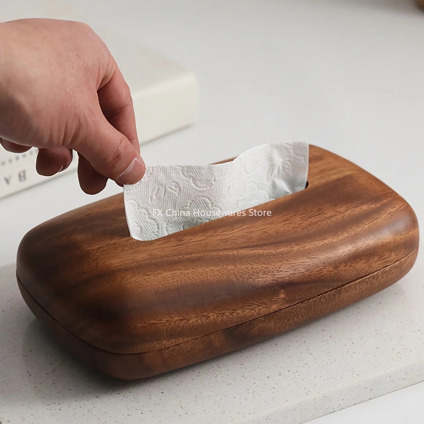 Walnut Wood Tissue Box Cover Holder, Modern Rectangular Design with Removable Lid, Minimalist Home Decor for Tabletop, Bathroom