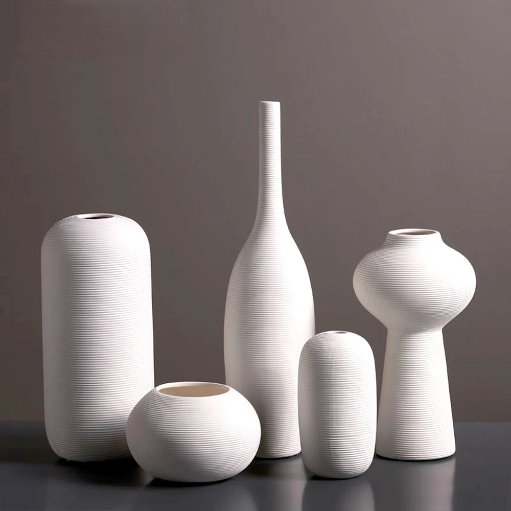 White Ceramic Vases Minimalist Home Decor Nordic Modern Room Kitchen Living Rome Shelf Decorations Crafts Ornaments
