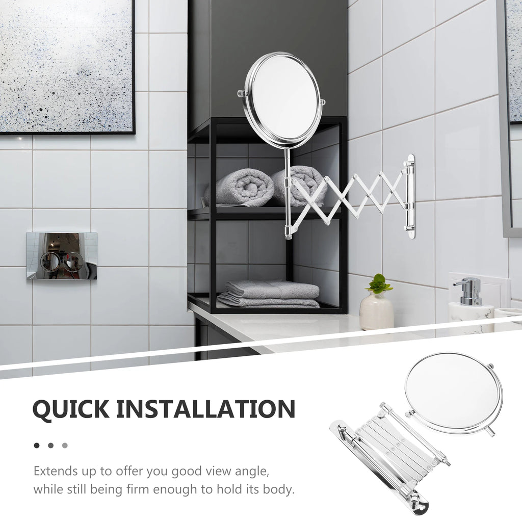 6 Inch 3X round Wall Mirror Two-Sided Retractable Bathroom Mirror 360 Degree Swivel Makeup Mirror