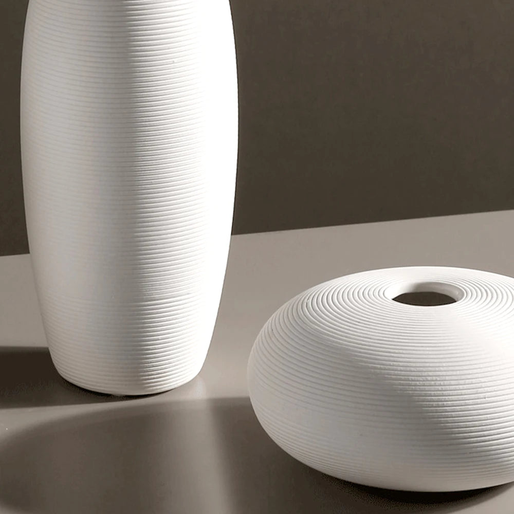 White Ceramic Vases Minimalist Home Decor Nordic Modern Room Kitchen Living Rome Shelf Decorations Crafts Ornaments