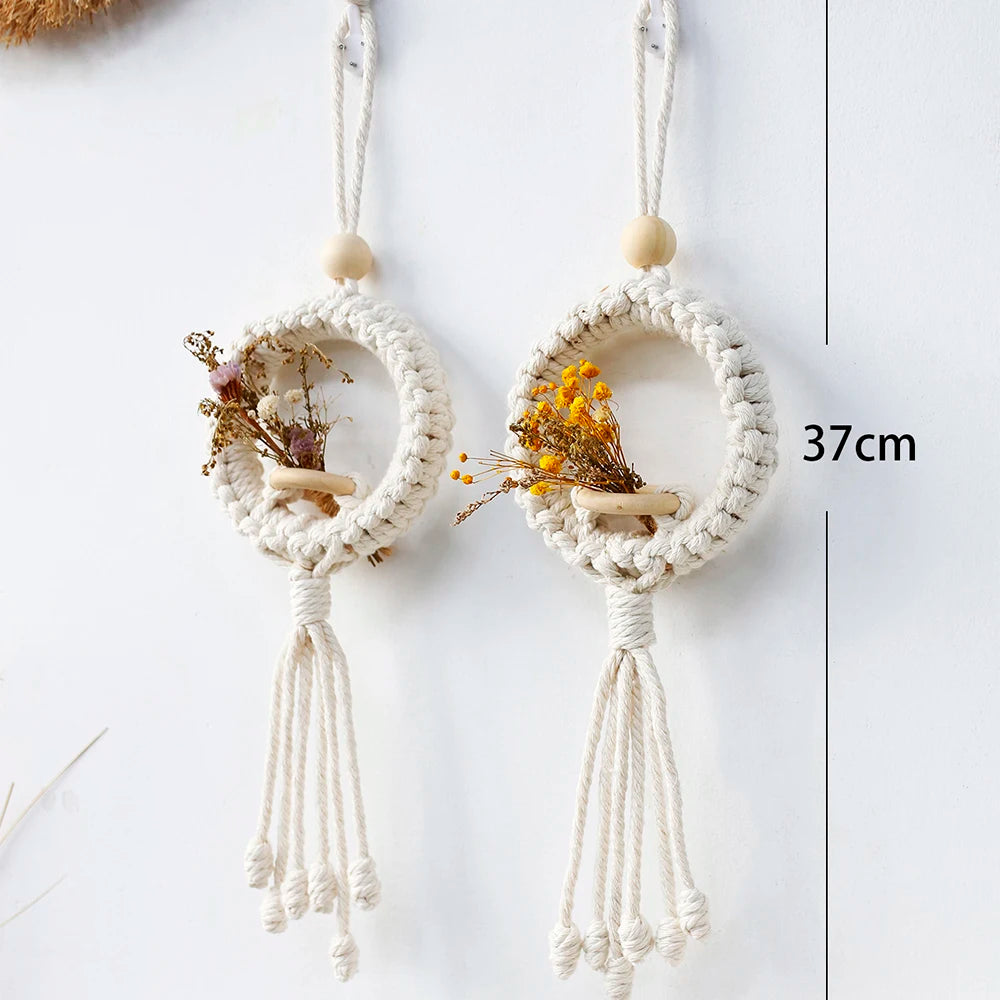 Air Plant Holder Macrame Wall Hanging Boho Decor Flower Pot Farmhouse Garden Pots Planters Bedrrom Balkon Decoration Gift