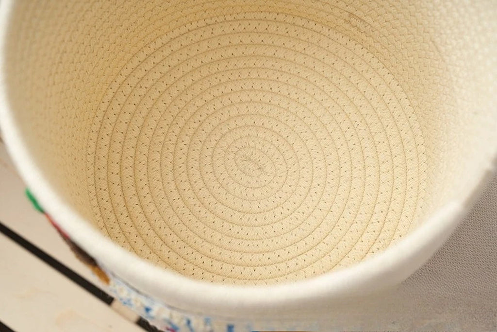 New Cute Cotton Rope Woven Storage Basket Large Capacity Dust-Proof Storage Bucket with Lid Desktop Dust Basket Clothing Sorting