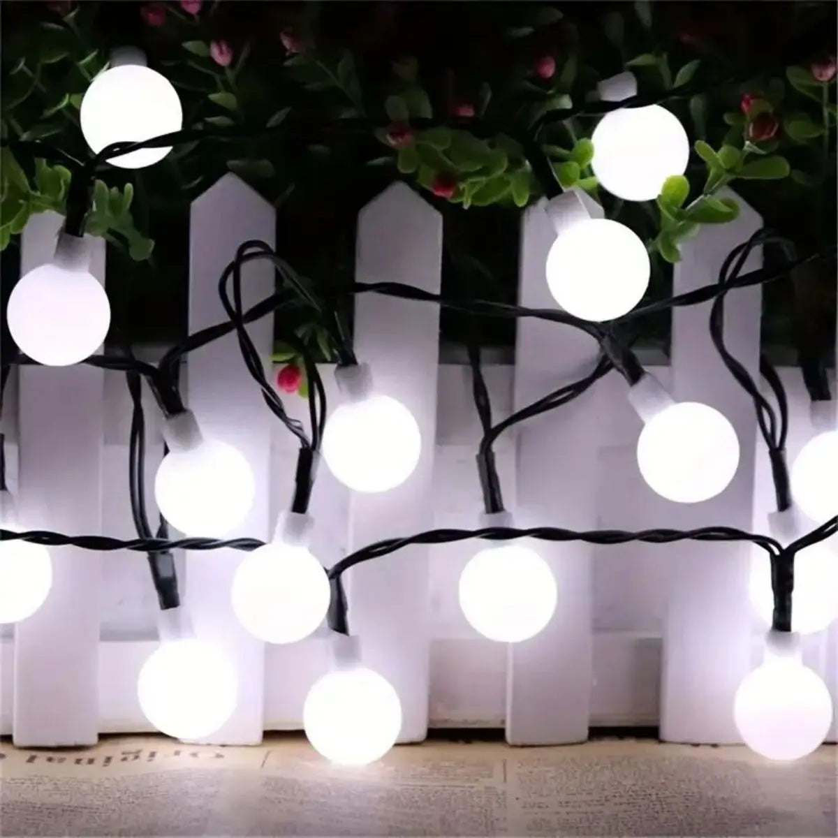 Frosted White Ball Light String,Solar Outdoor Decorative Light String Home Outdoor Garden Decorative Lights (Batteries Included)
