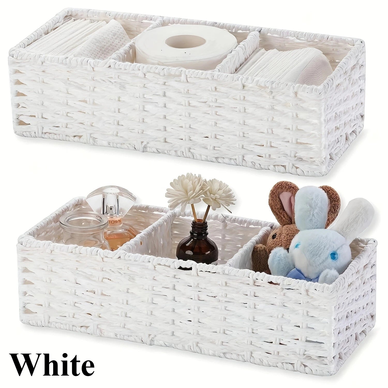 Handmade Paper Rope Storage Box, Toilet Tank Top Tissue Box Rack, Bathroom Storage Basket, Cosmetics Storage, Storage Box