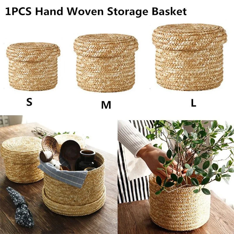 Handmade Woven Storage Basket Multi-Purpose Snack Organizer 