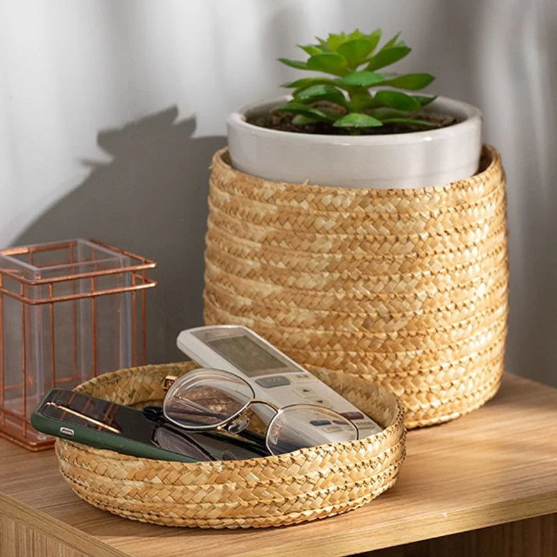 Handmade Woven Storage Basket Multi-Purpose Snack Organizer Baskets
