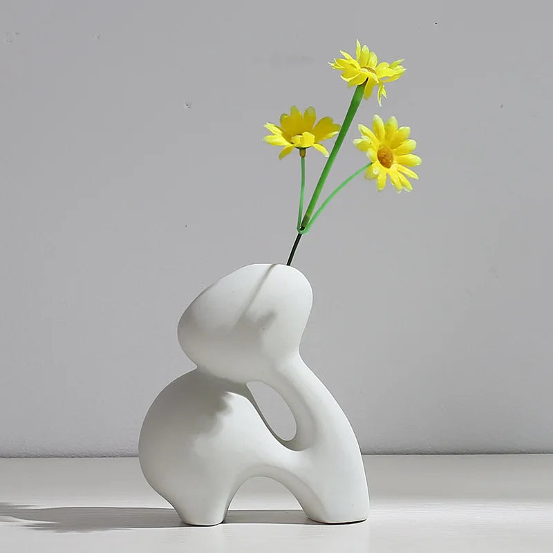 Ceramic Vase Flower Arrangement Dried Flowers Nordic Style Ins Simple Creative Hydroponic Flower Set Living Room Home Decoration