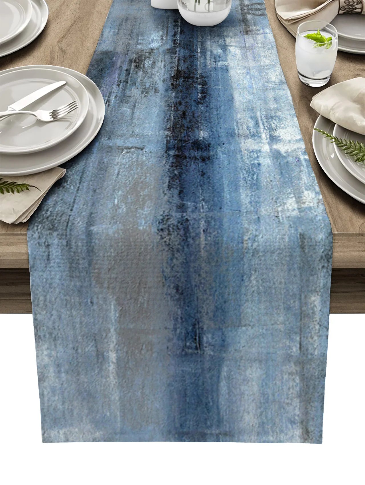 Dahlia Oil Painting Blue Table Runner Decoration Home Decor Dinner Table Decoration Table Decor