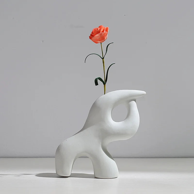Ceramic Vase Flower Arrangement Dried Flowers Nordic Style Ins Simple Creative Hydroponic Flower Set Living Room Home Decoration