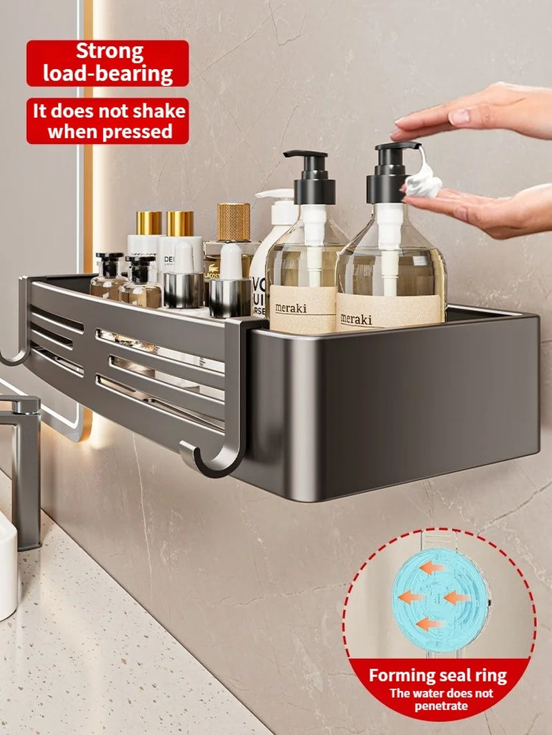 No-Drill Suction Cup Storage Rack, Bathroom Storage Basket, Bathroom Washbasin, Non Perforated Wall Mounted Toilet Storage Rack