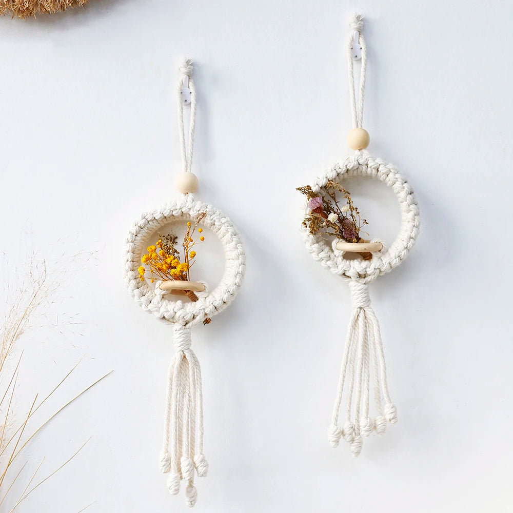 Air Plant Holder Macrame Wall Hanging Boho Decor Flower Pot Farmhouse Garden Pots Planters Bedrrom Balkon Decoration Gift