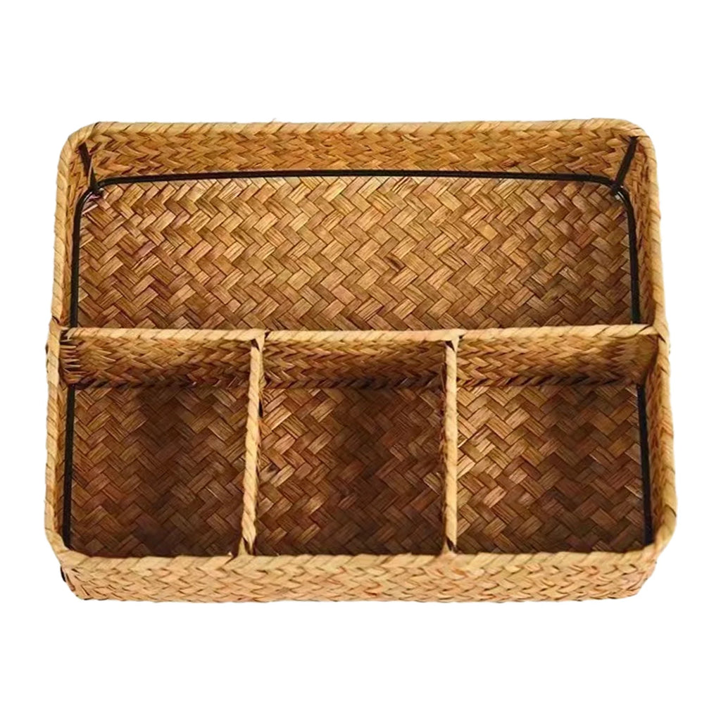 Seagrass Woven Storage Basket Desktop Sundry Organizer Cosmetic Storage Practical Gifts for Families Friends