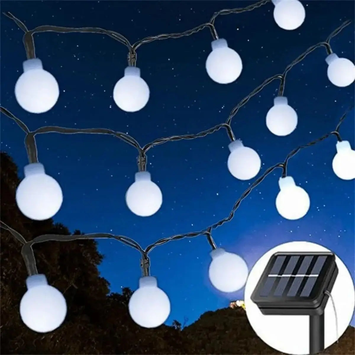 Frosted White Ball Light String Solar Outdoor Decorative Lig