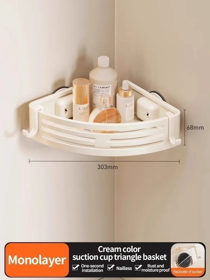 No-Drill Suction Cup Storage Rack, Bathroom Storage Basket, Bathroom Washbasin, Non Perforated Wall Mounted Toilet Storage Rack