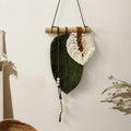 Small Macrame Wall Hanging Boho Woven Leaf Macrame Tapestry Wall Art for Bedroom Home Room Decor Gift for Women Girls