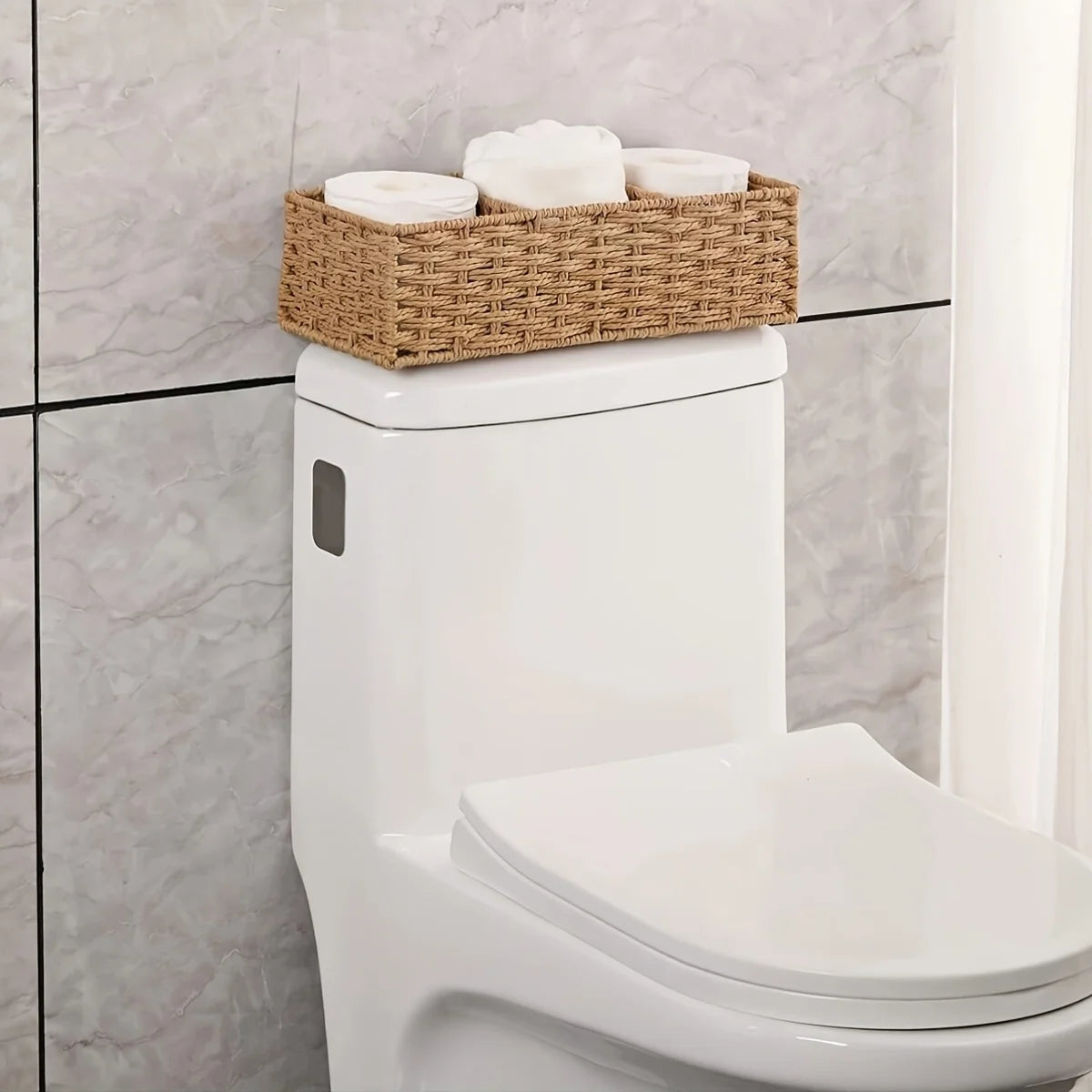 Handmade Paper Rope Storage Box, Toilet Tank Top Tissue Box Rack, Bathroom Storage Basket, Cosmetics Storage, Storage Box