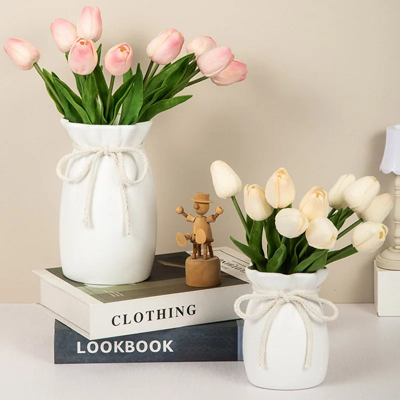 1Pc Bow Design Plastic Flower Vase Modern Art Nordic Decorative Vase Used for Wedding, Living Room, Office, Bedroom Decoration
