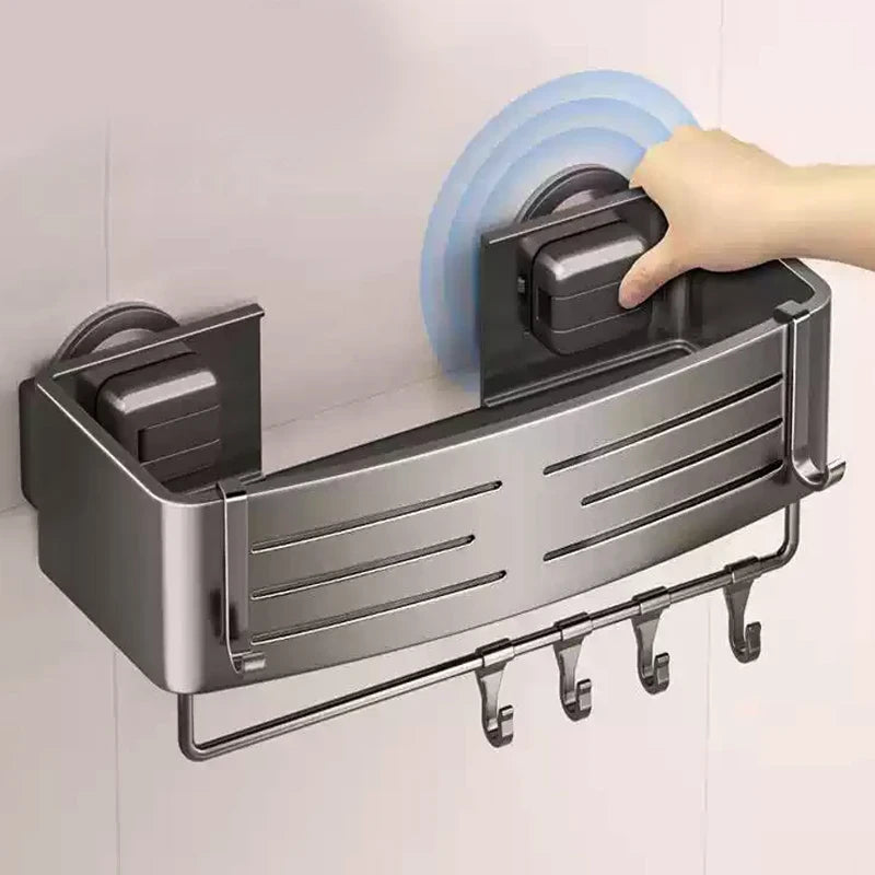 No-Drill Suction Cup Storage Rack, Bathroom Storage Basket, Bathroom Washbasin, Non Perforated Wall Mounted Toilet Storage Rack