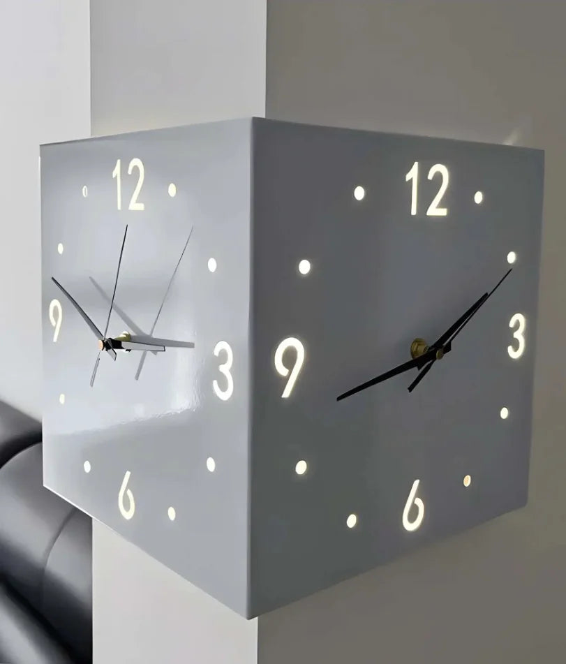Corner Modern Wall Clock, Stylish Double-Sided Luminous Wall Clock, Sensor Luminous Corner Wall Clock, Mute Wall Clock