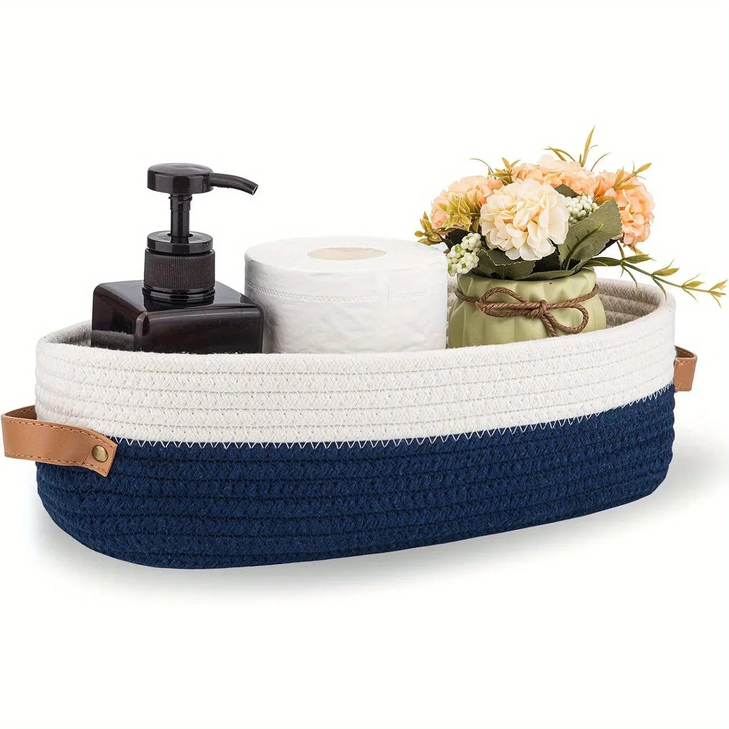 Oval Woven Bathroom Storage Basket, Multifunctional Desktop Organizer, Toilet Paper Holder, Toy Storage Basket Basket Storage