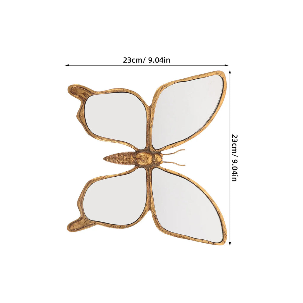 Decorative Butterfly Wall Mirror with Gold Resin Frame Wall Art Elegant Acrylic Mirror Decoration for Bedroom Living Room Decor