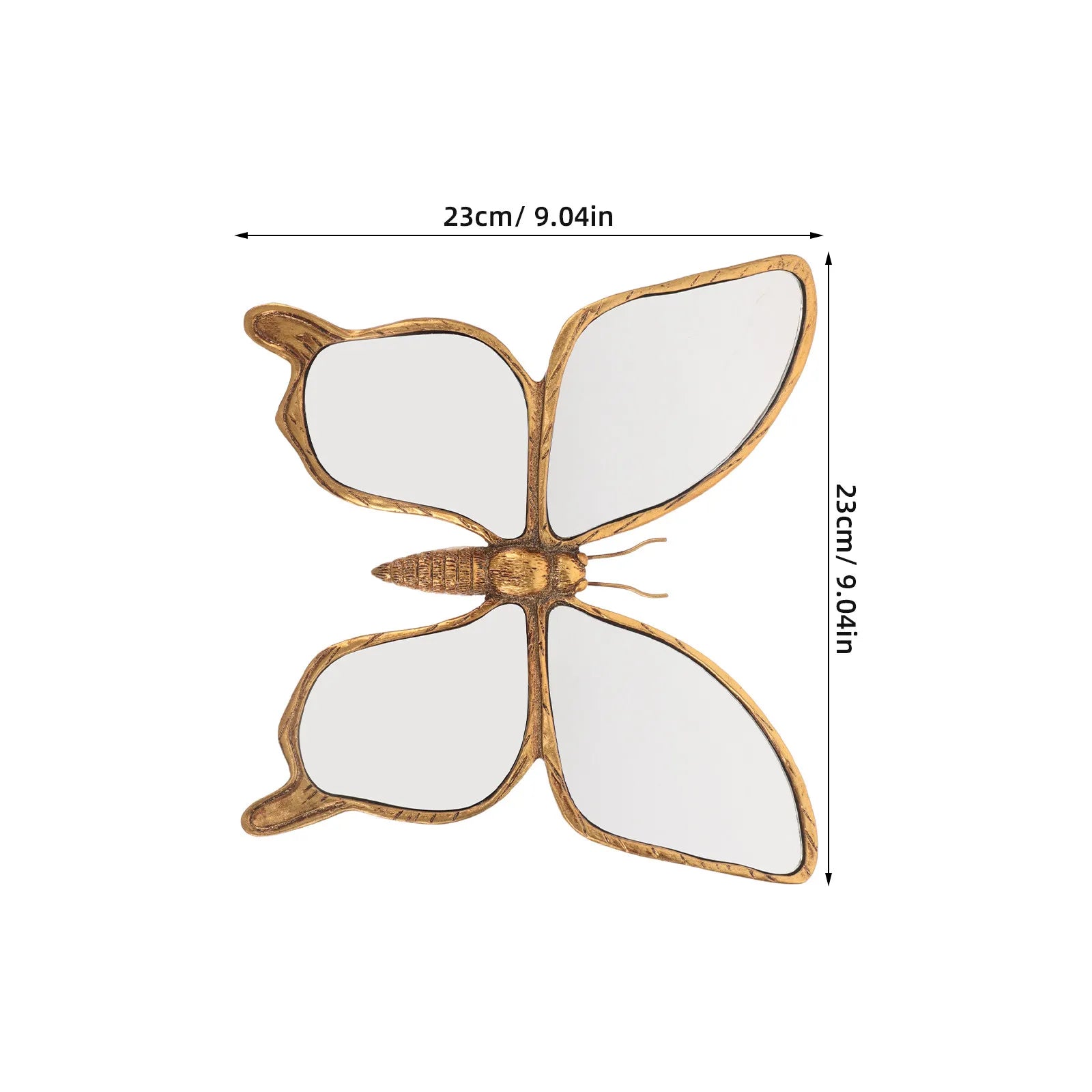 Decorative Butterfly Wall Mirror with Gold Resin Frame Wall Art Elegant Acrylic Mirror Decoration for Bedroom Living Room Decor