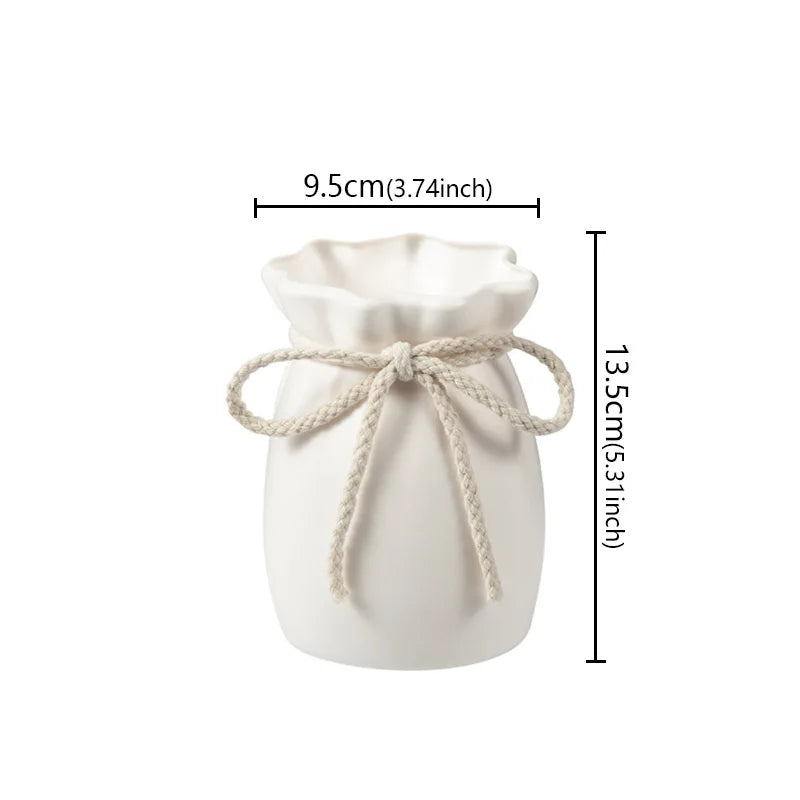 1Pc Bow Design Plastic Flower Vase Modern Art Nordic Decorative Vase Used for Wedding, Living Room, Office, Bedroom Decoration