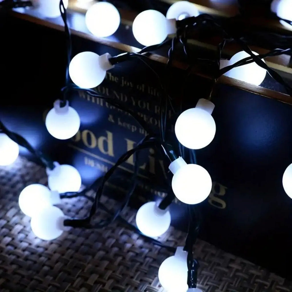 Frosted White Ball Light String,Solar Outdoor Decorative Light String Home Outdoor Garden Decorative Lights (Batteries Included)