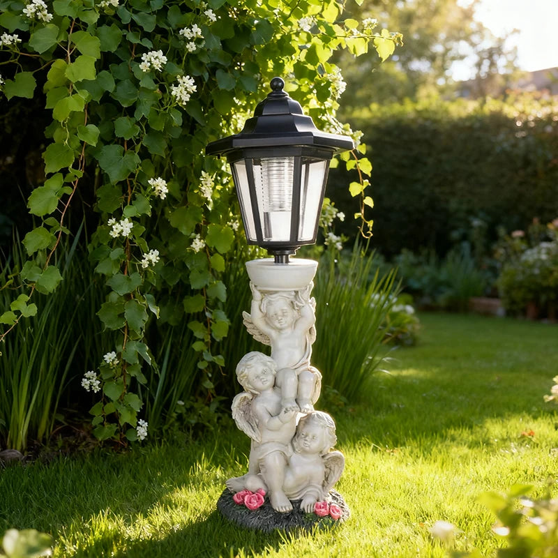 Solar-Powered Angel Statue Lamp Hexagonal Garden Decorative Light Outdoor Garden Lawn Atmosphere Decorative Ornament