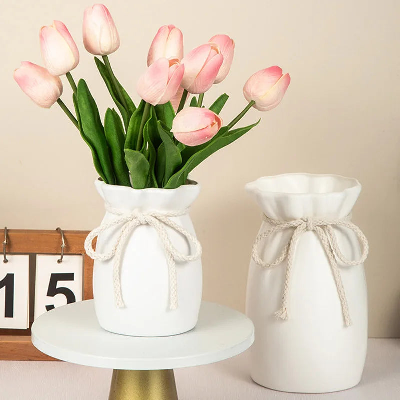 1Pc Bow Design Plastic Flower Vase Modern Art Nordic Decorative Vase Used for Wedding, Living Room, Office, Bedroom Decoration