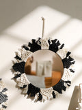 Macrame Mirror Black Gray Decorative Mirrors Boho Home Decoration Handmade Wall Decor Bedroom Living Room Decors Aesthetic Gift