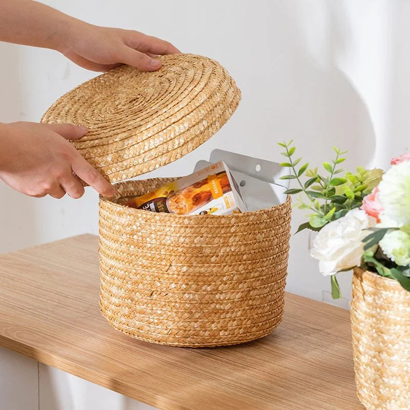Handmade Woven Storage Basket Multi-Purpose Snack Organizer Baskets