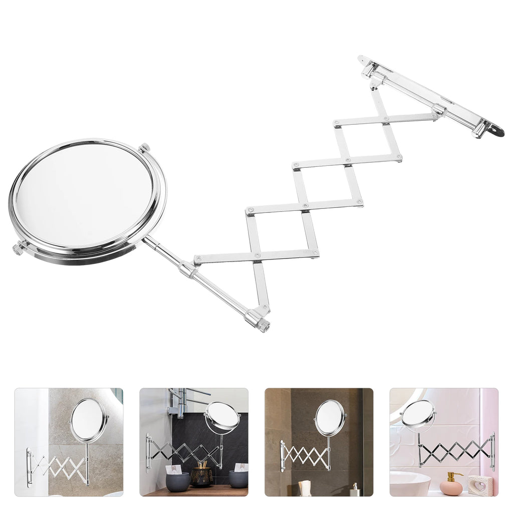 6 Inch 3X round Wall Mirror Two-Sided Retractable Bathroom Mirror 360 Degree Swivel Makeup Mirror
