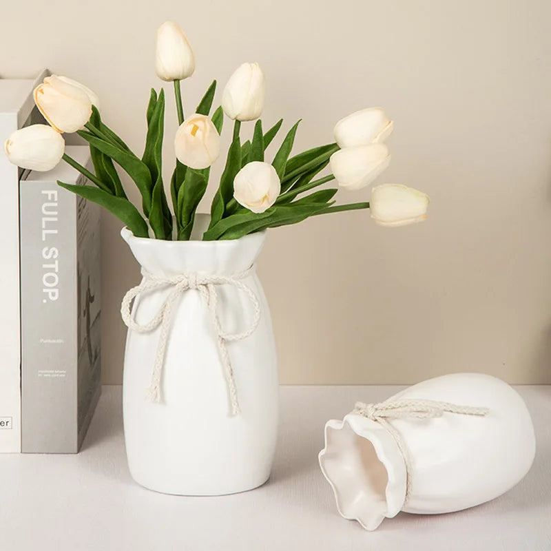1Pc Bow Design Plastic Flower Vase Modern Art Nordic Decorative Vase Used for Wedding, Living Room, Office, Bedroom Decoration
