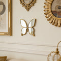 Decorative Butterfly Wall Mirror with Gold Resin Frame Wall Art Elegant Acrylic Mirror Decoration for Bedroom Living Room Decor